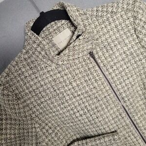 The Limited Scandal Collection Tweed Moto Jacket Wool Blend Tan Grey Size M